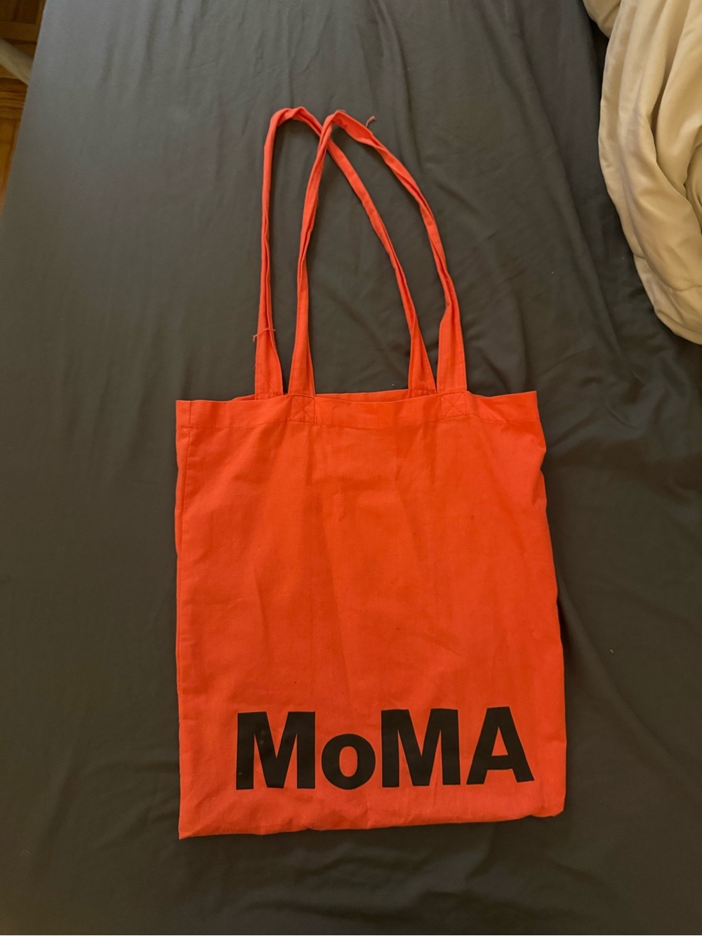 Moma Orange-Red Canvas Tote with Black Logo